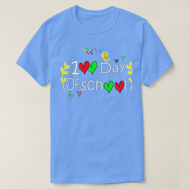 Camiseta divertido 00 días de regalo escolar para estudiant (Diseño del anverso)