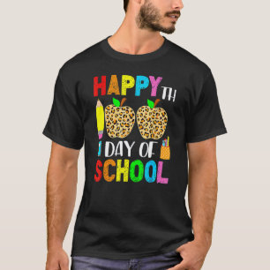 Camiseta Divertido 100 Días De Escuela Estampado De Leopard
