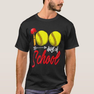 Camiseta Divertido 100 Días De Escuela Softbol Profesora Ni
