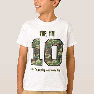 Camiseta Divertido 10 cumpleaños haciendo más viejo Camo V1