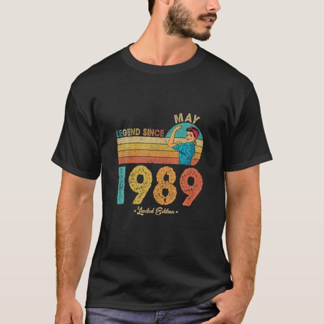 Camiseta Divertido 33º Cumpleaños Mayo 1989 Leyenda Desde 1 (Anverso)