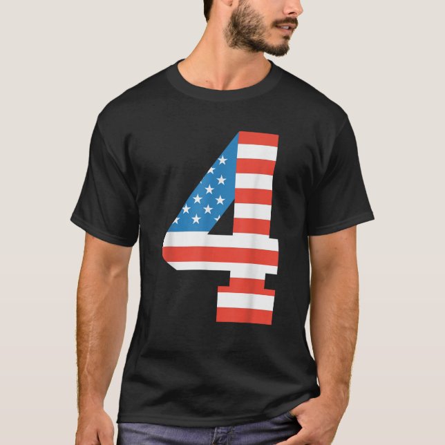 Camiseta Divertido 4° Cumpleaños Bandera Estadounidense 4 D (Anverso)