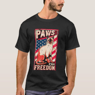 Camiseta Divertido 4 De Julio Amante De Gato Siamés Patriot