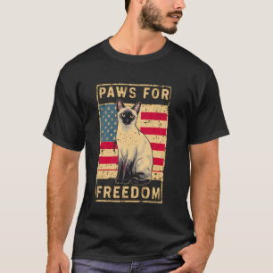 Camiseta Divertido 4 de julio amante del gato siamés patrio