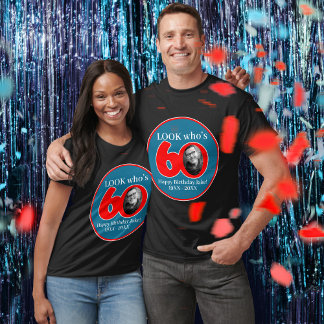 Camiseta Divertido 60 de rojo y azul añadir tu propia foto 