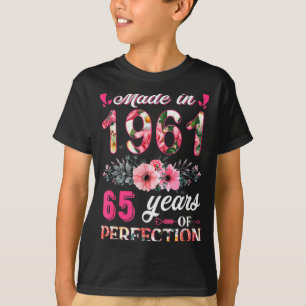 Camiseta Divertido 65 años hecho en 1961 floral 65 cumpleañ