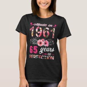 Camiseta Divertido 65 Años Hecho En 1961 Floral 65 Cumpleañ