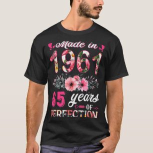 Camiseta Divertido 65 Años Hecho En 1961 Floral Cumpleaños