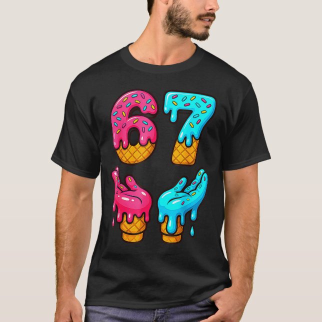 Camiseta Divertido 6 7 67 Seis Siete Meme  (Anverso)