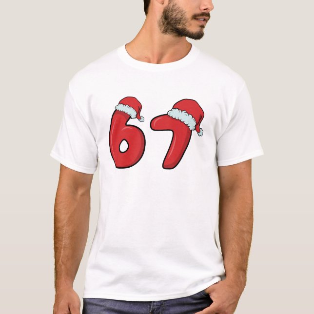 Camiseta Divertido 6 7 Gorro de Santa Navidad  (Anverso)