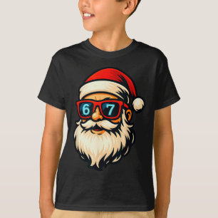 Camiseta Divertido 6 7 Seis Siete Meme Cara de Santa Navida