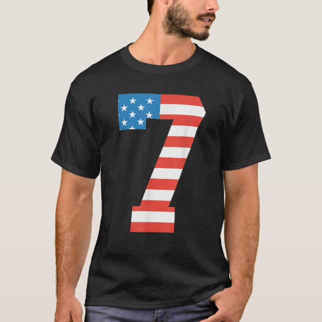 Camiseta Divertido 7 cumpleaños bandera estadounidense 4 de (Anverso)
