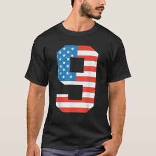 Camiseta Divertido 9 De Cumpleaños Bandera Estadounidense 4