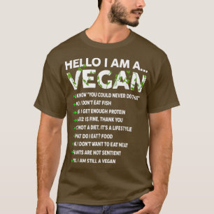 Camiseta Divertido activismo vegano Vegetario Hola soy Vega