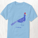 Camiseta Divertido acuarela pájaro arte personalizado<br><div class="desc">Una divertida y caprichosa pintura acuarela de un ave de Lady Ross Turaco. Cambie el nombre a personalizar,  o quítelo si lo prefiere. Ideal para los amantes de los animales. Arte original de Nic Squirrell.</div>