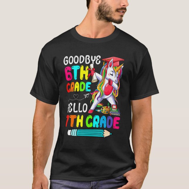 Camiseta Divertido adiós 6º grado Hola a Unicornio Dabb (Anverso)