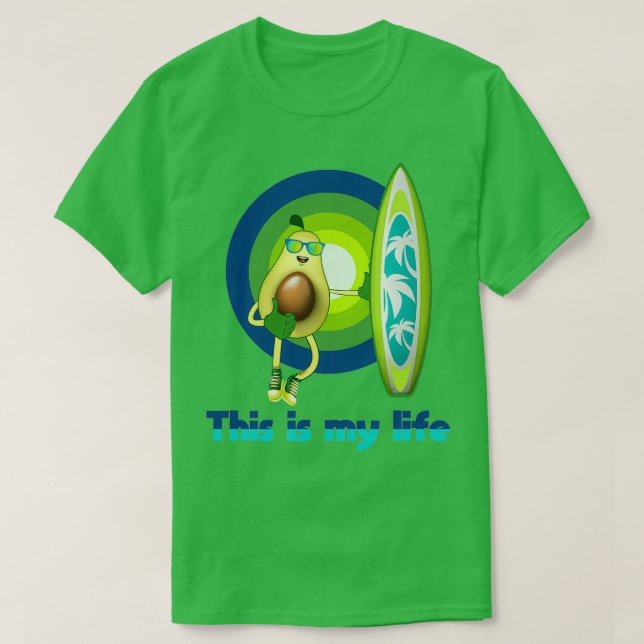 Camiseta divertido aguacate surf me encanta esta fruta (Diseño del anverso)
