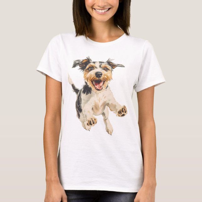 Camiseta Divertido alegre Perro Terrier (Anverso)