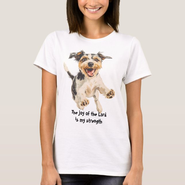 Camiseta Divertido alegre y aterradora escritura de perro (Anverso)