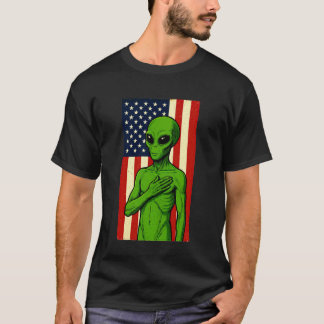 Camiseta Divertido Alien Patriótico Bandera de EE. UU. Extr