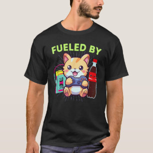 Camiseta Divertido Alimentado Por Gato Jugador De Soda Pop 