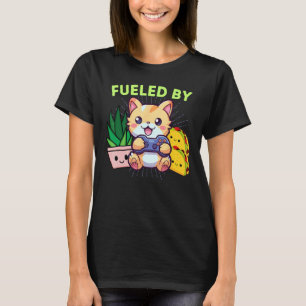 Camiseta Divertido alimentado por gatos plantas y tacos gam