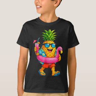 Camiseta Divertido aloha hawaiano piña flamenco flotador ro