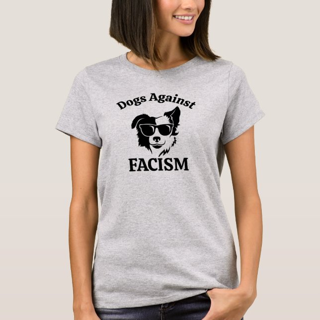Camiseta Divertido amante del perro feminista contra Trump (Anverso)