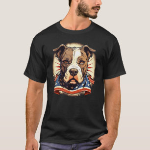 Camiseta Divertido American Pitbull Terrier con bandera de
