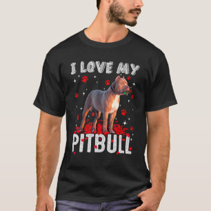 Camiseta Divertido amo a mi Pitbull San Valentín Amante de 