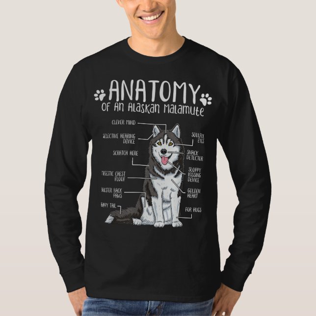 Camiseta Divertido anatomía Alaskan Malamute Perro Lover (Anverso)