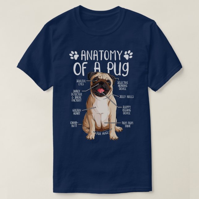 Camiseta Divertido anatomía Pug Dog Pug Lover (Diseño del anverso)
