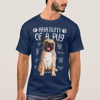 Camiseta Divertido anatomía Pug Dog Pug Lover