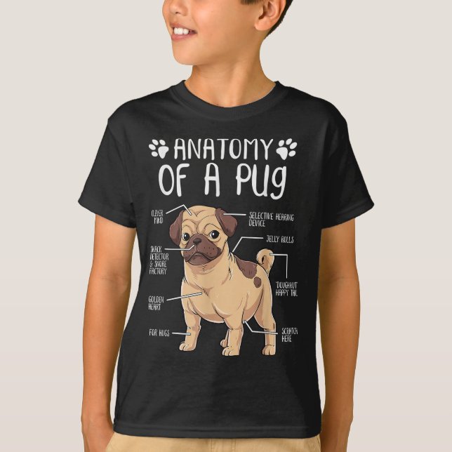 Camiseta Divertido anatomía Pug Dog Pug Lover (Anverso)