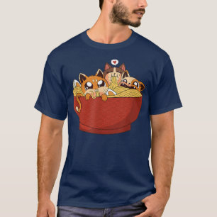 Camiseta Divertido Anime Ramen Gats Kawaii Neko Noodle Japo