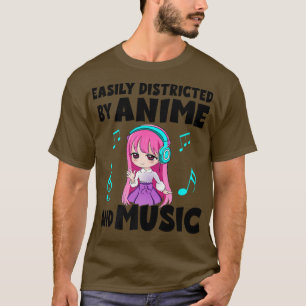 Camiseta Divertido Anime Y Chica De Música Para Teen Chibi 
