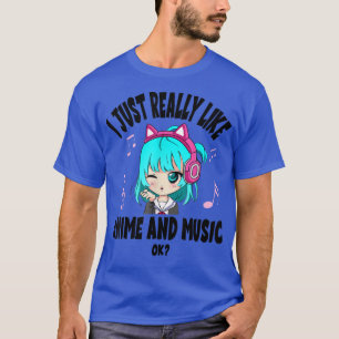 Camiseta Divertido Anime Y Chica De Música Para Teen Chibi