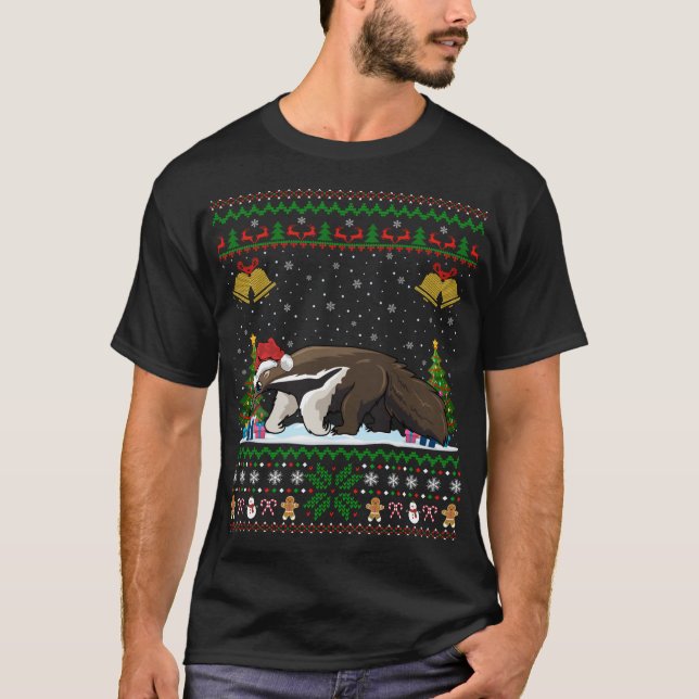 Camiseta Divertido Anteater Xmas Gift Santa Hat Ugly Anteat (Anverso)