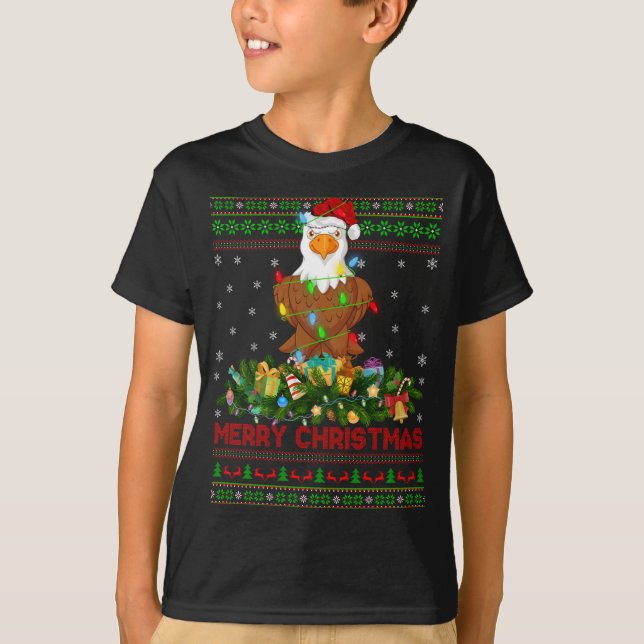Camiseta Divertido árbol de alumbrado navideño de águila ca (Anverso)