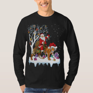 Camiseta Divertido árbol de alumbrado navideño Santa Riding