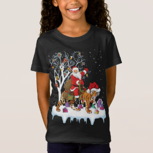 Camiseta Divertido árbol de alumbrado navideño Santa Riding