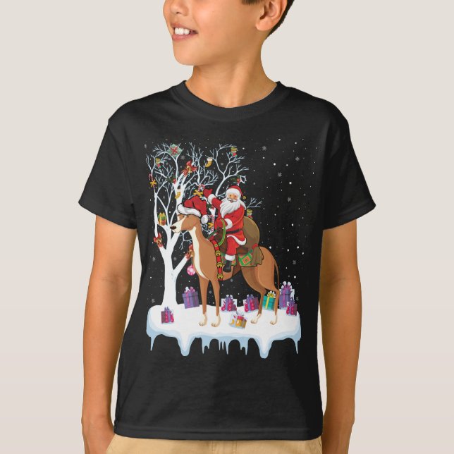 Camiseta Divertido árbol de alumbrado navideño Santa Riding (Anverso)