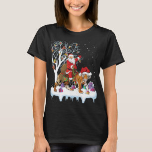 Camiseta Divertido árbol de alumbrado navideño Santa Riding