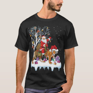 Camiseta Divertido árbol de alumbrado navideño Santa Riding