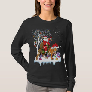 Camiseta Divertido árbol de alumbrado navideño Santa Riding