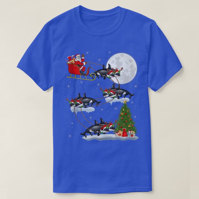 Camiseta Divertido árbol de alumbrado navideño Santa Riding (Diseño del anverso)