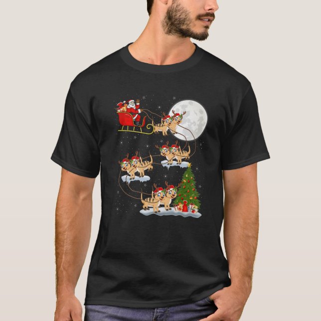 Camiseta Divertido árbol de alumbrado navideño Santa Riding (Anverso)