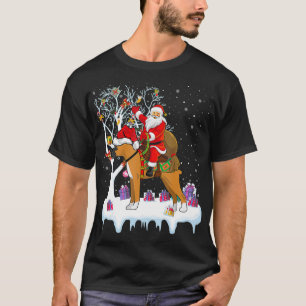 Camiseta Divertido árbol de alumbrado navideño Santa Riding