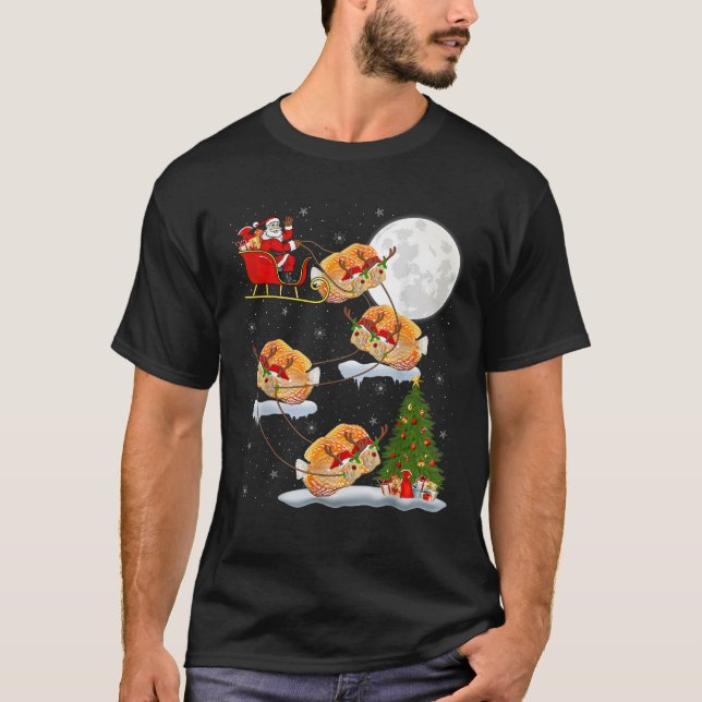 Camiseta Divertido árbol de alumbrado navideño Santa Riding (Anverso)