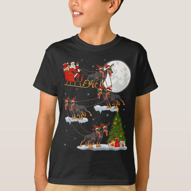 Camiseta Divertido árbol de alumbrado navideño Santa Riding (Anverso)